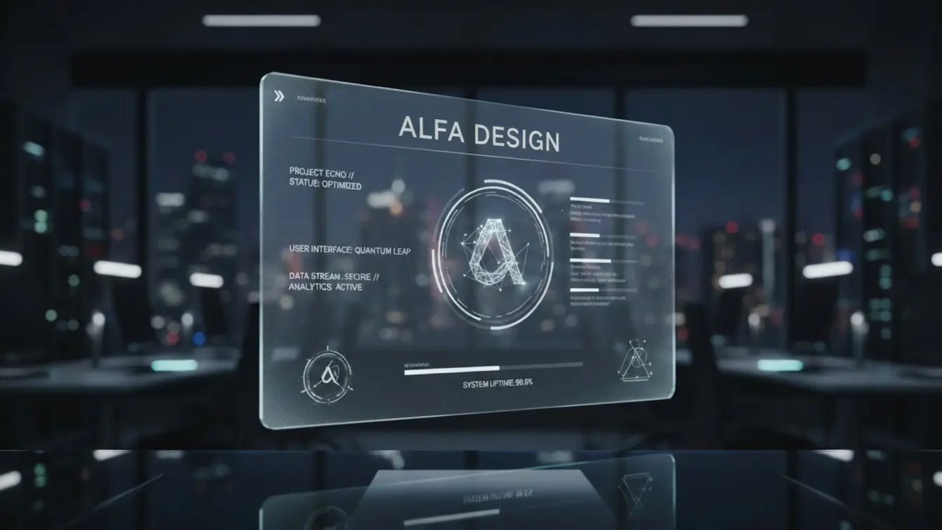 ALFA Dizayn UX tasarım vizyonu — modern ofiste holografik kullanıcı arayüzü konsepti