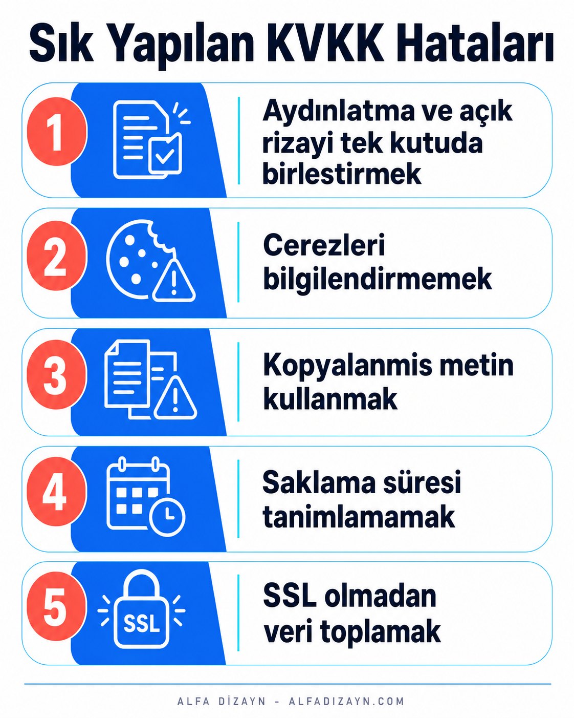 Web sitelerinde sık yapılan KVKK hataları
