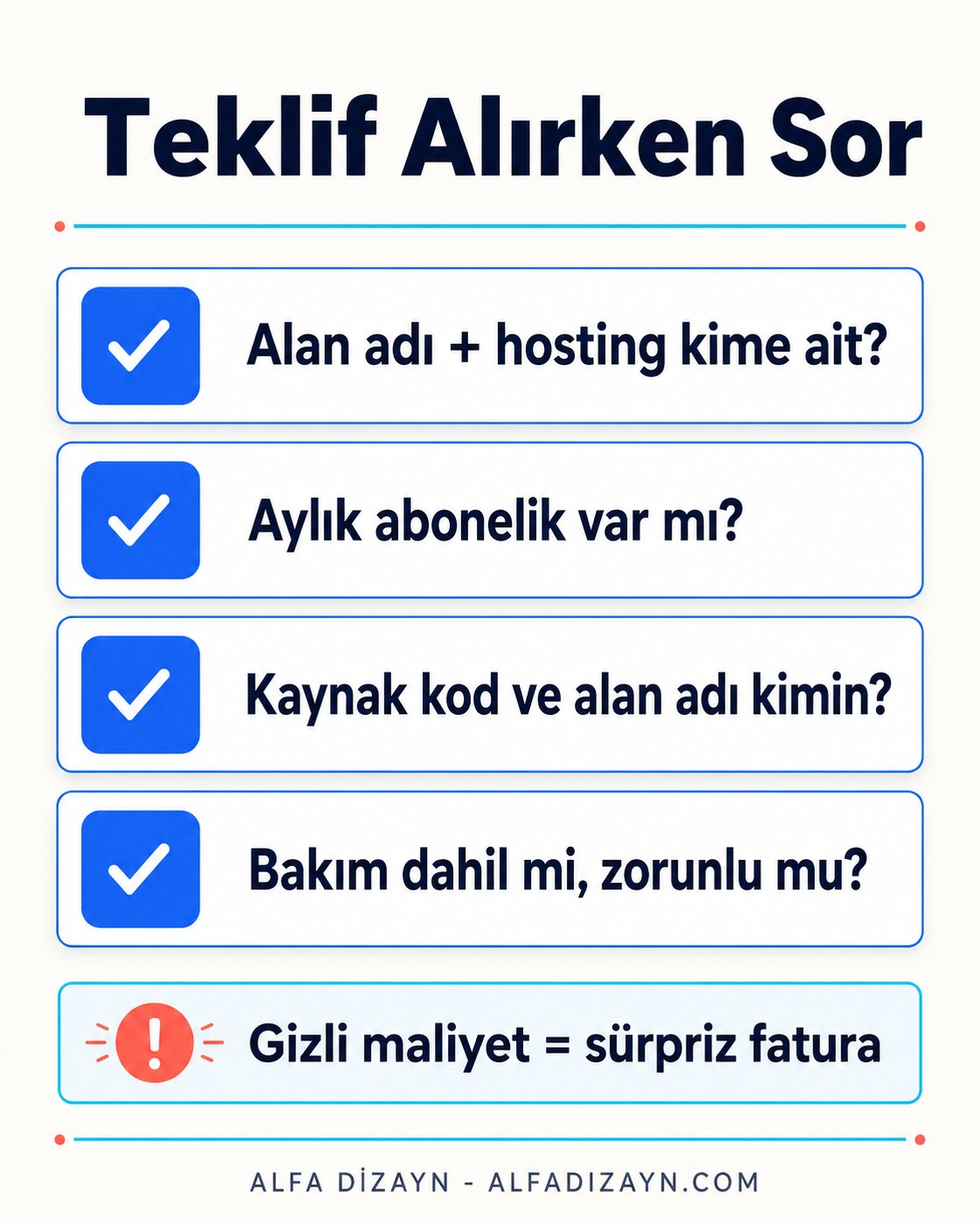 Web sitesi teklifinde sorulması gereken gizli maliyetler